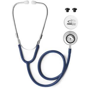primacare ds-9290-bl adult size 22 inch stethoscope for diagnostics and screening instruments, lightweight and aluminum double head flexible stethoscope, blue