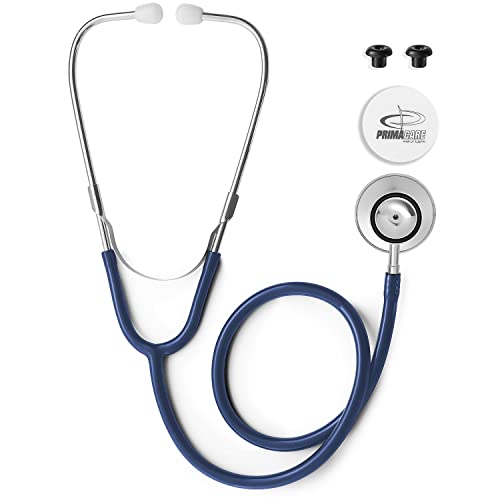 Primacare DS-9290-BL Adult Size 22 Inch Stethoscope for Diagnostics and Screening Instruments, Lightweight and Aluminum Double Head Flexible Stethoscope, Blue