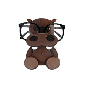 wooden hippo eyeglass holder display stand creative cute animal glasses holder handmade creative sunglasses display for desktop accessory, home office decor, birthday and christmas gift (hippopotamus)