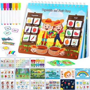 busy book for toddler preschool learning activities, 32 pages quiet books for toddlers travel, montessori toys book for kids age1, 2, 3 year olds gift - for boy & girl autism sensory speech therapy