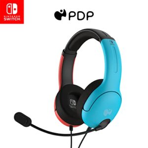 pdp gaming lvl40 stereo headset with mic for nintendo switch/switch lite/switch oled - wired power noise cancelling microphone, lightweight soft comfort on ear headphones 3.5mm jack (mario red & blue)