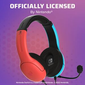 PDP Gaming LVL40 Stereo Headset with Mic for Nintendo Switch/Switch Lite/Switch OLED - Wired Power Noise Cancelling Microphone, Lightweight Soft Comfort On Ear Headphones 3.5mm jack (Mario Red & Blue)