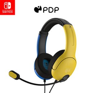 pdp gaming lvl40 stereo headset with mic for nintendo switch - pc, ipad, mac, laptop compatible - noise cancelling microphone, lightweight, soft comfort on ear headphones, 3.5mm jack - yellow & blue