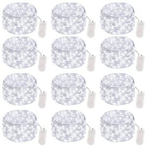 acvcy 12 pack fairy lights battery operated,7 ft 20 led waterproof silver wire fairy lights,battery operated string lights,fairy lights for bedroom,wedding,christmas decor（white）