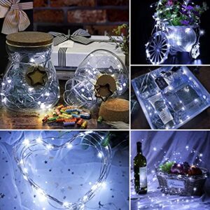 ACVCY 12 Pack Fairy Lights Battery Operated,7 ft 20 LED Waterproof Silver Wire Fairy Lights,Battery Operated String Lights,Fairy Lights for Bedroom,Wedding,Christmas Decor（White）