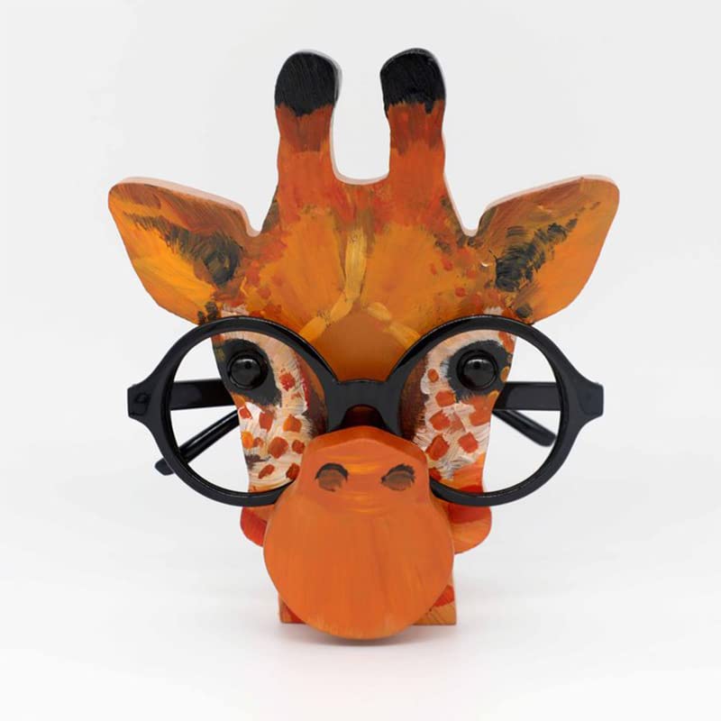 Wooden Giraffe Eyeglass Holder Display Stand Creative Cute Animal Glasses Holder Handmade Creative Sunglasses Display for Desktop Accessory, Home Office Decor, Birthday and Christmas Gift (Giraffe)