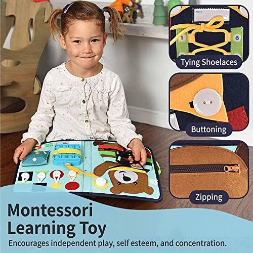 PUTSKA Busy Board for Toddlers 2-4, Toddler Sensory Toys for Toddlers 1-3, Montessori Busy Book for Toddlers 1-3, Airplane Travel Essentials Kids, Quiet Book, Educational Toys for 2 Year Old