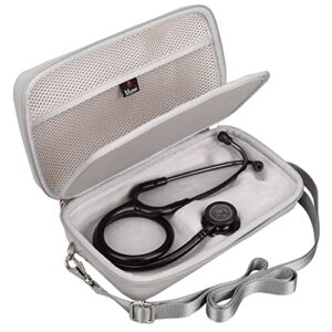 mchoi stethoscope case with grooved, suitable for 3m littmann classic iii stethoscope, extra room for medical bandage, scissors and led penlight, case only