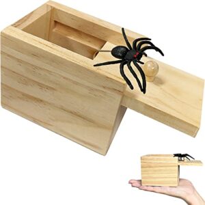 jishi spider box prank toy funny gag gift box wooden surprise present box for money cash small gifts, fun white elephant unique novelty hilarious joke stocking stuffers for adults men women kids teens