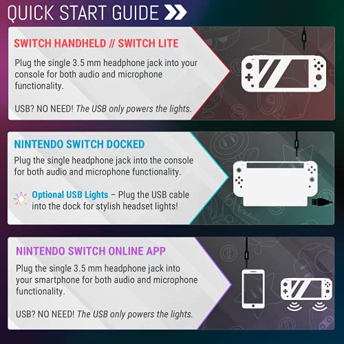 Orzly Gaming Headset with Mic for Nintendo Switch OLED and Lite Joycon Color Match with Led Light Microphone & Remote - Hornet RXH-20 Tanami Edition
