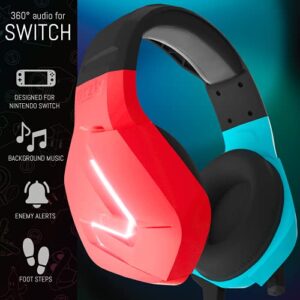 Orzly Gaming Headset with Mic for Nintendo Switch OLED and Lite Joycon Color Match with Led Light Microphone & Remote - Hornet RXH-20 Tanami Edition