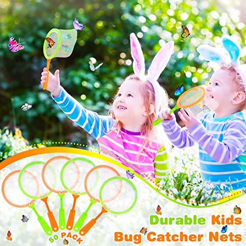 50 Pcs Kids Mini Telescopic Butterfly Nets Insect Collecting Fishing Net Colored Bug Catcher Nets Class Observation Tool for Spider Fishing Outdoor Learning Travel Adventure