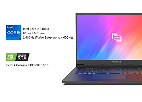 MAINGEAR Vector Pro (2021) 17.3 inch RTX 3080 Gaming Laptop, Intel Core i7 11800H Processor, NVIDIA GeForce RTX 3080 16GB GPU, 17.3 inch 165Hz QHD Display, 32GB DDR4 RAM, 1TB NVMe SSD, Windows 10 Pro