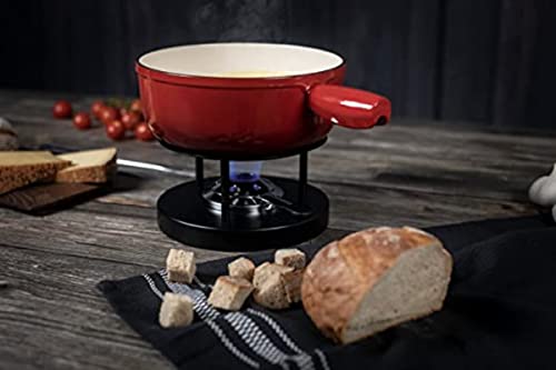 Kuhn Rikon Induction Cast Iron Fondue Pot, 9.45", Red