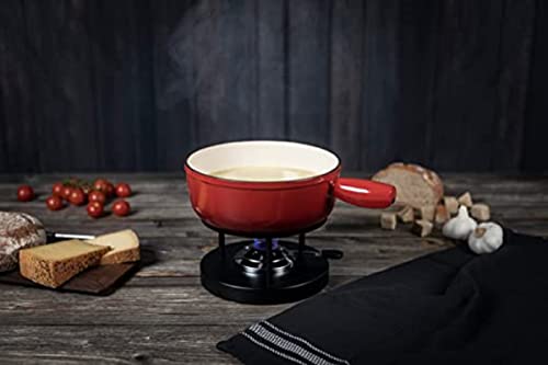 Kuhn Rikon Induction Cast Iron Fondue Pot, 9.45", Red