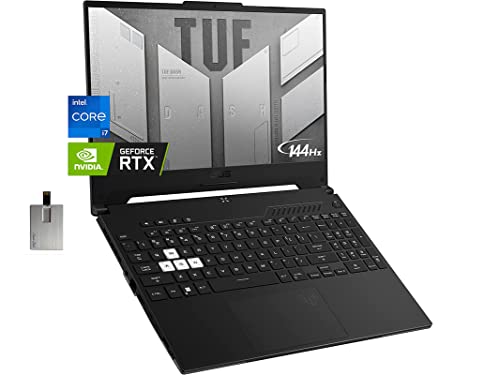 2022 ASUS TUF Dash 15.6" 144Hz Gaming Laptop, Intel 12th Core i7-12650H, 16GB RAM, 512GB PCIe SSD, NVIDIA GeForce RTX 3060 Graphics 6GB, Backlit Keyboard, Windows 11, Black, 32GB USB Card Included