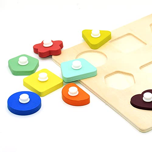 Toddler Shape Sorter Toys Baby First Shapes Knob Wooden Preschool Learning Jigsaw Peg Puzzle Board Toys Geometry Sorting Gifts Didactic Classic Toy for 1 2 3 Boys Girls Kids Montessori Stem Travel Toy