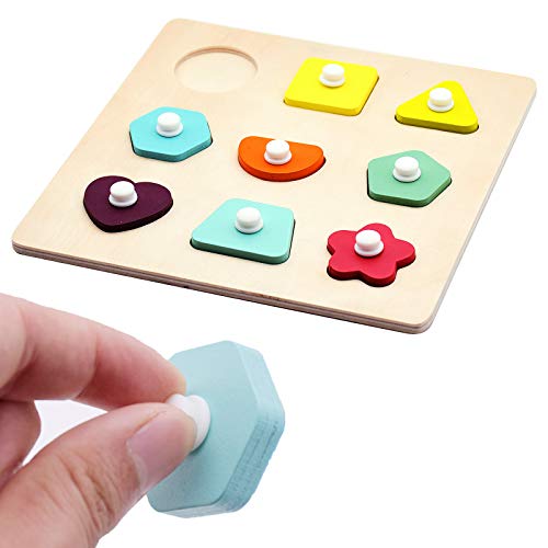 Toddler Shape Sorter Toys Baby First Shapes Knob Wooden Preschool Learning Jigsaw Peg Puzzle Board Toys Geometry Sorting Gifts Didactic Classic Toy for 1 2 3 Boys Girls Kids Montessori Stem Travel Toy