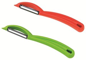 kuhn rikon straight/serrated swiss swivel peeler, set of 2, green/red