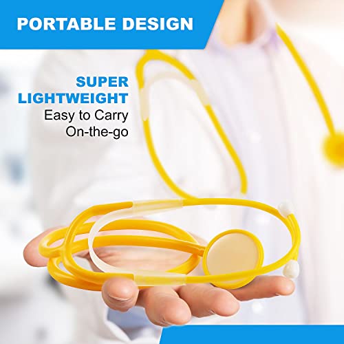 Primacare DS-9294 Pack of 10 Yellow Disposable Stethoscopes with Sound Sensitive Chestpiece and 22” PVC Tubing | Single Patient Use Ultra Lightweight Stethoscope for Home, Education, Doctors, Nurses