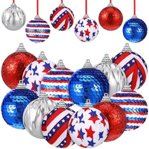 4th of july ball ornaments patriotic decorations for tree independence day glitter balls tree ornaments 1.97 inch red white blue ball for memorial day home hanging decor (popular style, 24 pieces)