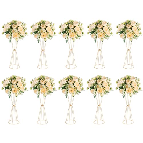 10 Pcs Tall Metal Trumpet Vase 23.6"/60cm Wedding Table Floral Center Decor Metal, Artificial Flower Display Stand for Wedding Christmas Carnival Party Dinner Event Hotel Home Decor Arrangement