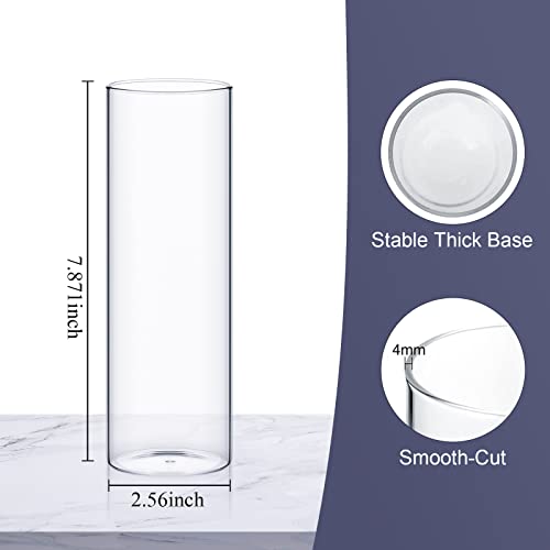 Clear Glass Vases Cylinder Vases for Centerpieces and 10 ft 30 LED White Fairy Lights Battery Operated Mini String Lights for Jar DIY Wedding Party Home Table Christmas Decor (12 Set)