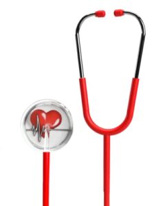 perfect for doctors and nurses, red stethoscope, heart on diaphragm