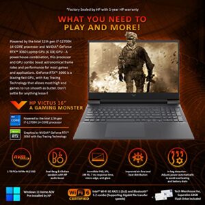 HP Victus 16 Gaming Laptop Mica Silver Intel Core i7-12700H, 16.1” FHD, 16 GB RAM, 1 TB SSD, 6GB Nvidia GeForce RTX 3060, Win 11 Home Adv, WiFi 6, 4Cell, B&OAudio, 64GB Tech Warehouse Flashdrive