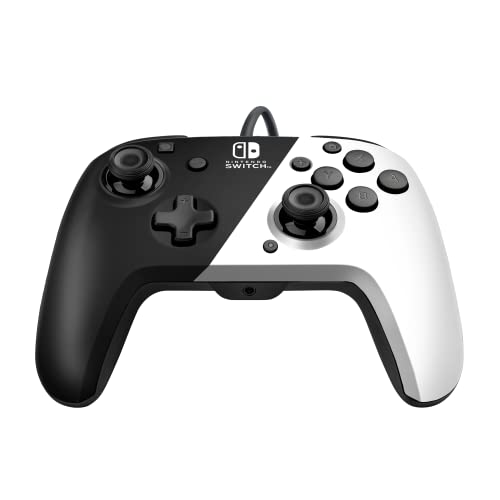 PDP Gaming Faceoff Deluxe+ Wired Switch Pro Controller - Officially Licensed by Nintendo - OLED Model- Black/White - Nintendo Switch