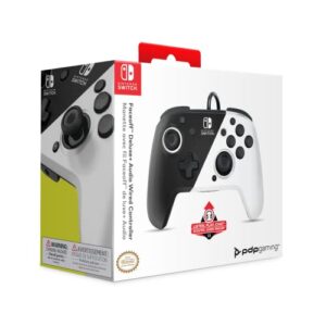 PDP Gaming Faceoff Deluxe+ Wired Switch Pro Controller - Officially Licensed by Nintendo - OLED Model- Black/White - Nintendo Switch