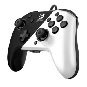 PDP Gaming Faceoff Deluxe+ Wired Switch Pro Controller - Officially Licensed by Nintendo - OLED Model- Black/White - Nintendo Switch