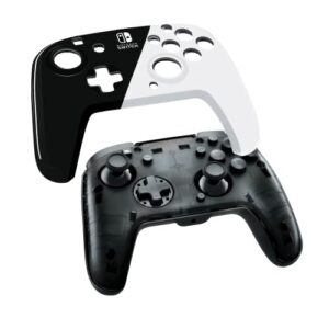 PDP Gaming Faceoff Deluxe+ Wired Switch Pro Controller - Officially Licensed by Nintendo - OLED Model- Black/White - Nintendo Switch