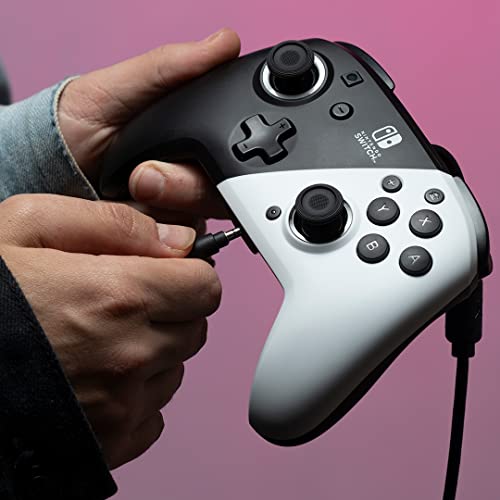 PDP Gaming Faceoff Deluxe+ Wired Switch Pro Controller - Officially Licensed by Nintendo - OLED Model- Black/White - Nintendo Switch