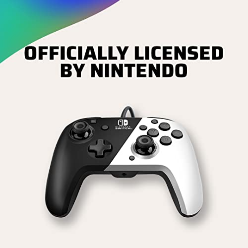 PDP Gaming Faceoff Deluxe+ Wired Switch Pro Controller - Officially Licensed by Nintendo - OLED Model- Black/White - Nintendo Switch