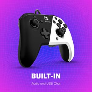 PDP Gaming Faceoff Deluxe+ Wired Switch Pro Controller - Officially Licensed by Nintendo - OLED Model- Black/White - Nintendo Switch