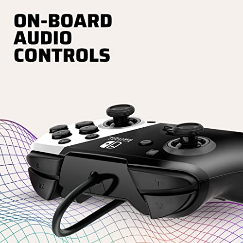 PDP Gaming Faceoff Deluxe+ Wired Switch Pro Controller - Officially Licensed by Nintendo - OLED Model- Black/White - Nintendo Switch