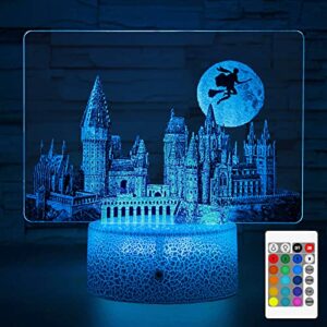 potter gifts for kids,hogwar castle,christmas or birthday party supplies for boys girls,night light for bedroom,potter decoration for room