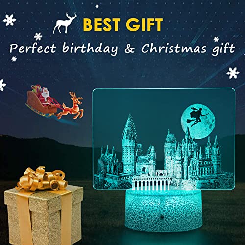 Potter Gifts for Kids,Hogwar Castle,Christmas or Birthday Party Supplies for Boys Girls,Night Light for Bedroom,Potter Decoration for Room