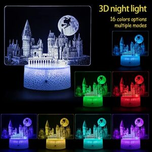 Potter Gifts for Kids,Hogwar Castle,Christmas or Birthday Party Supplies for Boys Girls,Night Light for Bedroom,Potter Decoration for Room