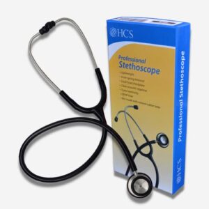 HCS Stethoscope - Classic Lightweight Design - 360° Dual Head Chest Piece - Economical, Student, Home Use, Nursing Student - Doctor, Vet Tech and Nursing School Essentials, Black Stethoscope