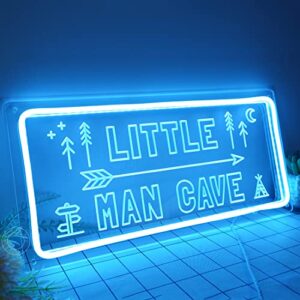 sylhome little man cave led neon light sign little boy nursery room wall art baby toddler kids bedroom living room hanging decor birthday christmas gifts 15.8"x7.5" usb ice blue