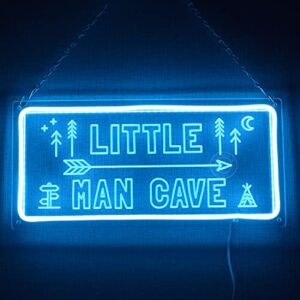 SYLHOME Little Man Cave LED Neon Light Sign Little Boy Nursery Room Wall Art Baby Toddler Kids Bedroom Living Room Hanging Decor Birthday Christmas Gifts 15.8"X7.5" USB Ice Blue