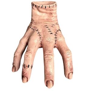 rercarre wednesday addams family thing hand, cosplay hand by addams family, fake hand toys scary props halloween decorations prop movie