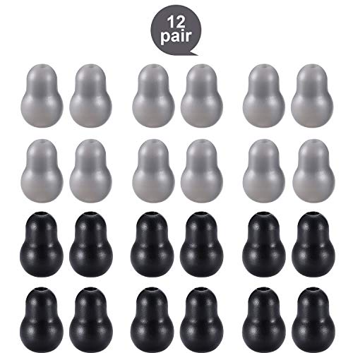 Stethoscope Replacement Earplugs - Universal Silicone Replacement Ear Tips for Stethoscope, Earbuds, Snap Tight Soft-Sealing Ear-Tips (Black and Gray, 24 Pieces)