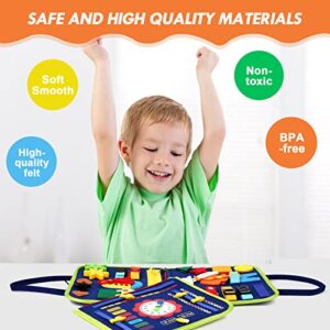 Hooku Busy Board for 1 Year Old, Montessori Toys for 2 Year Old, Baby Sensory Toys for Toddlers 1-3, Fine Motor Toys, Toddler Travel Toys, Toddler Learning Activities,Birthday Gifts for Baby Boy Girl