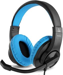 meedasy kids adults over-ear gaming headphone for xbox one, nintendo switch, bass surrounding stereo, ps4 gaming headset with microphone and volume control for laptop, pc, wired noise isolation (blue)