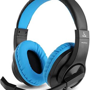 Meedasy Kids Adults Over-Ear Gaming Headphone for Xbox One, Nintendo Switch, Bass Surrounding Stereo, PS4 Gaming Headset with Microphone and Volume Control for Laptop, PC, Wired Noise Isolation (BLUE)