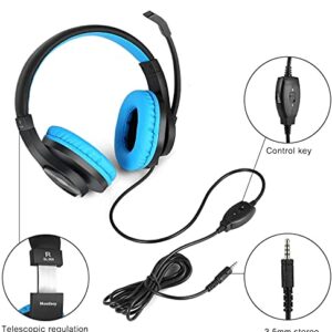 Meedasy Kids Adults Over-Ear Gaming Headphone for Xbox One, Nintendo Switch, Bass Surrounding Stereo, PS4 Gaming Headset with Microphone and Volume Control for Laptop, PC, Wired Noise Isolation (BLUE)