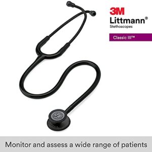 3M Littmann Stethoscope, Cardiology IV, Black Tube, Black Chestpiece, 27 Inch, 6163 & Classic III Monitoring Stethoscope, Black Edition Chestpiece, Black Tube, 27 Inch, 5803